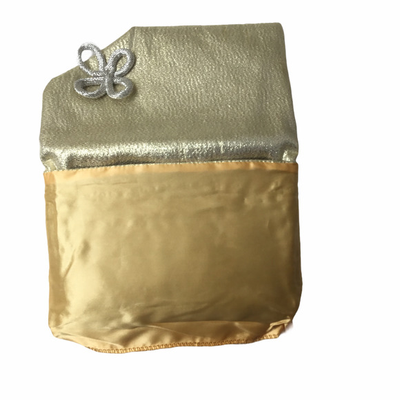 Gold Fabric Clutch Frog Closure - Picture 3 of 4